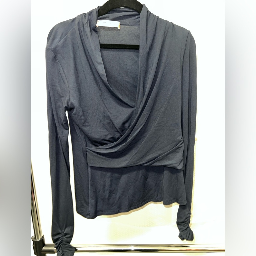 Bailey 44 Charcoal Drape Blouse